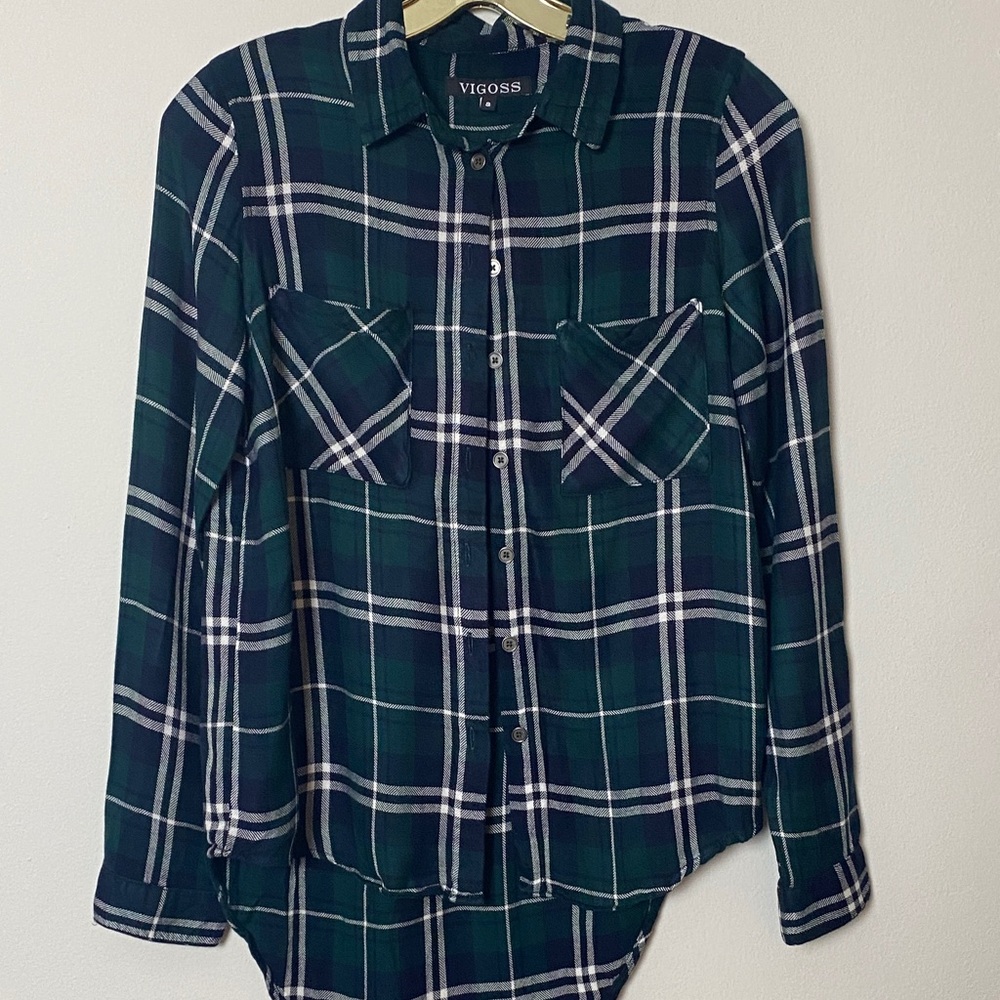Vigoss green and you White Plaid Shirt